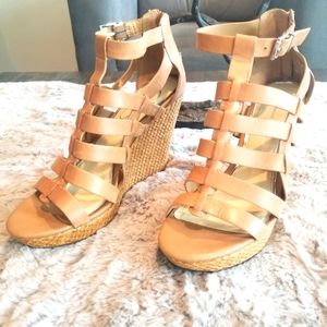 Women's Jessica Simpson Tan high wedge heel sandals